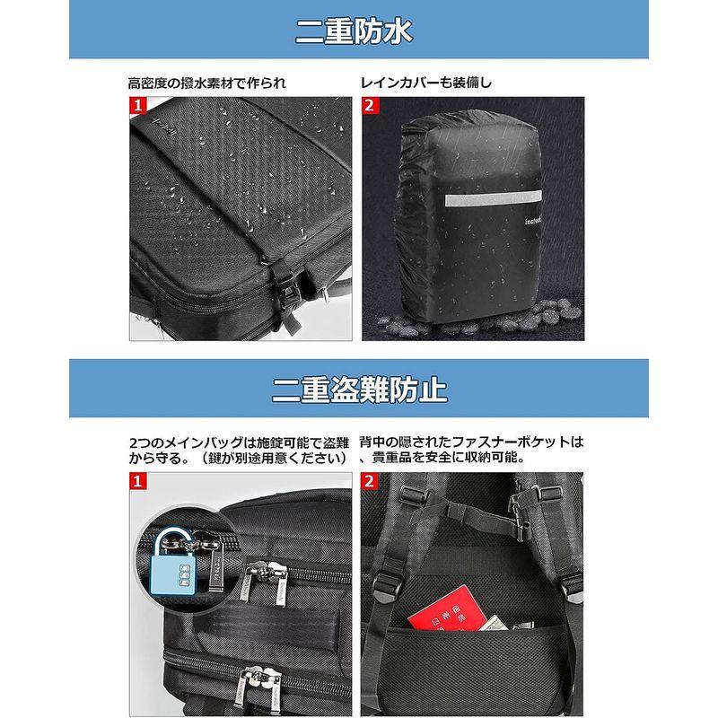 Inateck 40L ビジネス リュック 旅行 リュック 軽い 3way バックパック 機内持ち込み 収納力 出張 撥水加工 盗難防止 1｜chatan｜04