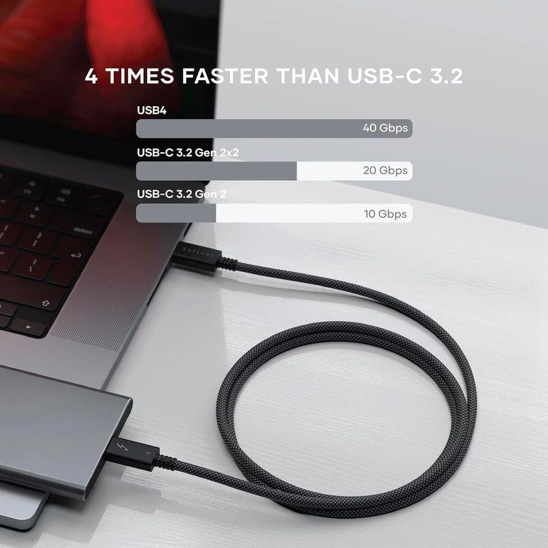 SATECHI 認証 USB C Thunderbolt 4 ケーブル (1M) 8k/60Hz 映像出力, 40Gbps データ転送, 2｜chatan｜06