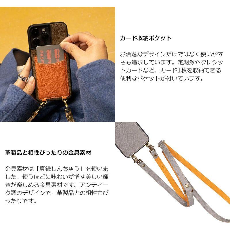 COGURE コグレ 本革iPhoneケース ショルダーストラップ カード収納 iPhone13 グレージュGrege｜chatan｜03