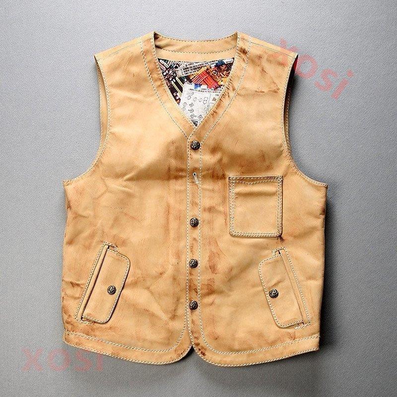 人気ショップ Chateau本革ベスト メンズ バイク用ベスト レザーベスト