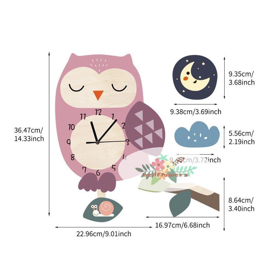 壁掛け時計 振り子時計 フクロウ型 おしゃれ 文字盤 子供部屋 時計 北欧 ウォールクロック 装飾 女の子 Boy 男の子 新作