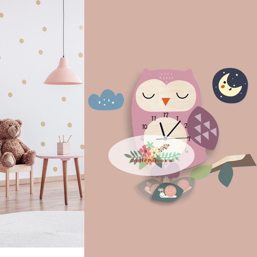 壁掛け時計 振り子時計 フクロウ型 おしゃれ 文字盤 子供部屋 時計 北欧 ウォールクロック 装飾 女の子 Boy 男の子 新作
