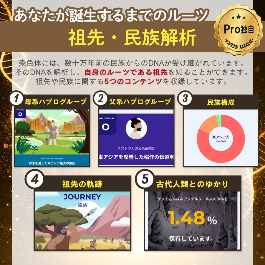 50%OFF 7/12まで！】 祖先 遺伝子検査キット chatGENE Pro 500項目 DNA