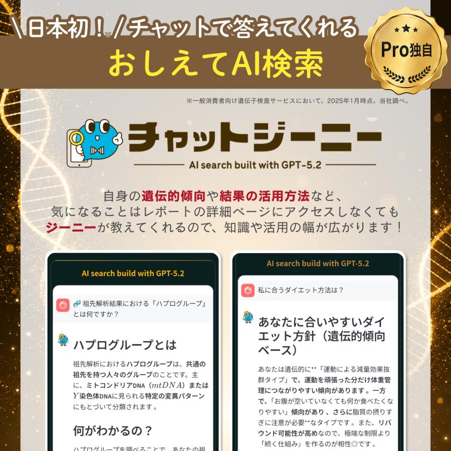 祖先 遺伝子検査キット chatGENE Pro 500項目 DNA解析 ハプロ ルーツ