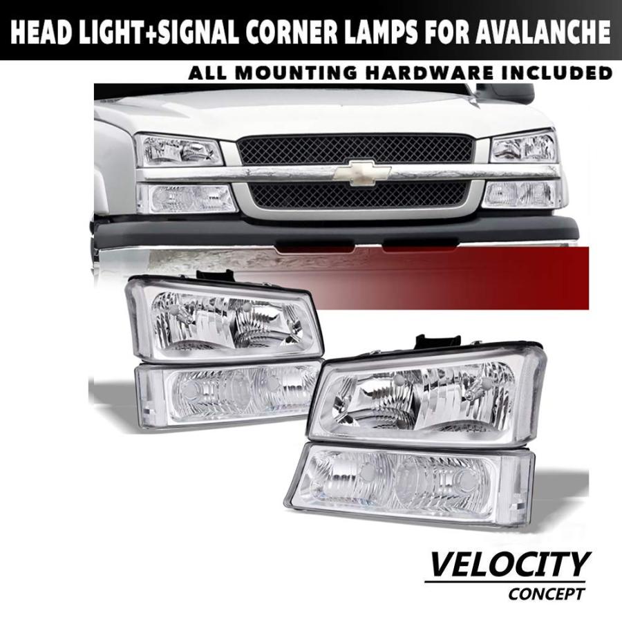 売上最激安 Velocity Concepts Crystal Headlights with Signal Bumper Lamps Amber NB Chrome Housing 2003-2007シェビー・シルバラード用