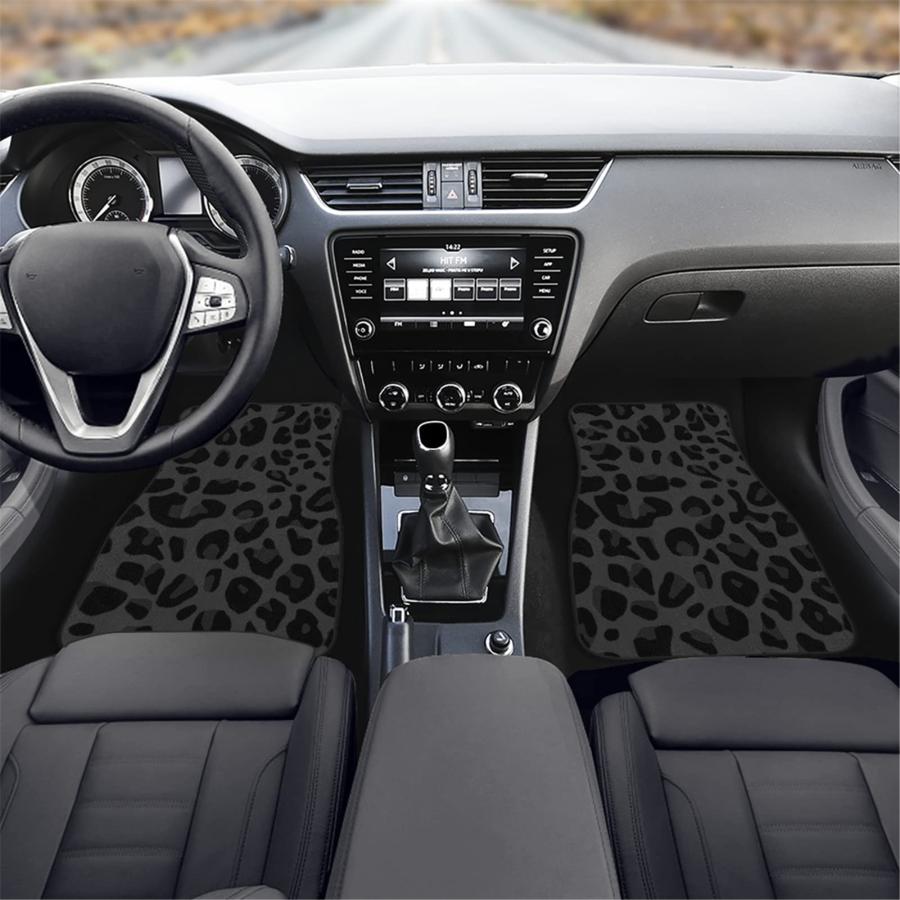 最大級の通販サイト Poceacles Black Car Floor Mats 4本フルセット、Leopard Automotive Front Rear Floor Mats、Non-Slip Car Carpet FootPad、Leopard Auto Interior Access