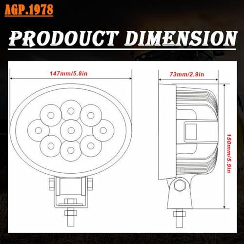 ネット限定 AGP.1978防水楕円形LEDワークライト、フラッドLEDフォグライト、トラックトラクターATV UTVゴルフカートボート用27 W 2160 LMトラクター農業用LEDドライビン