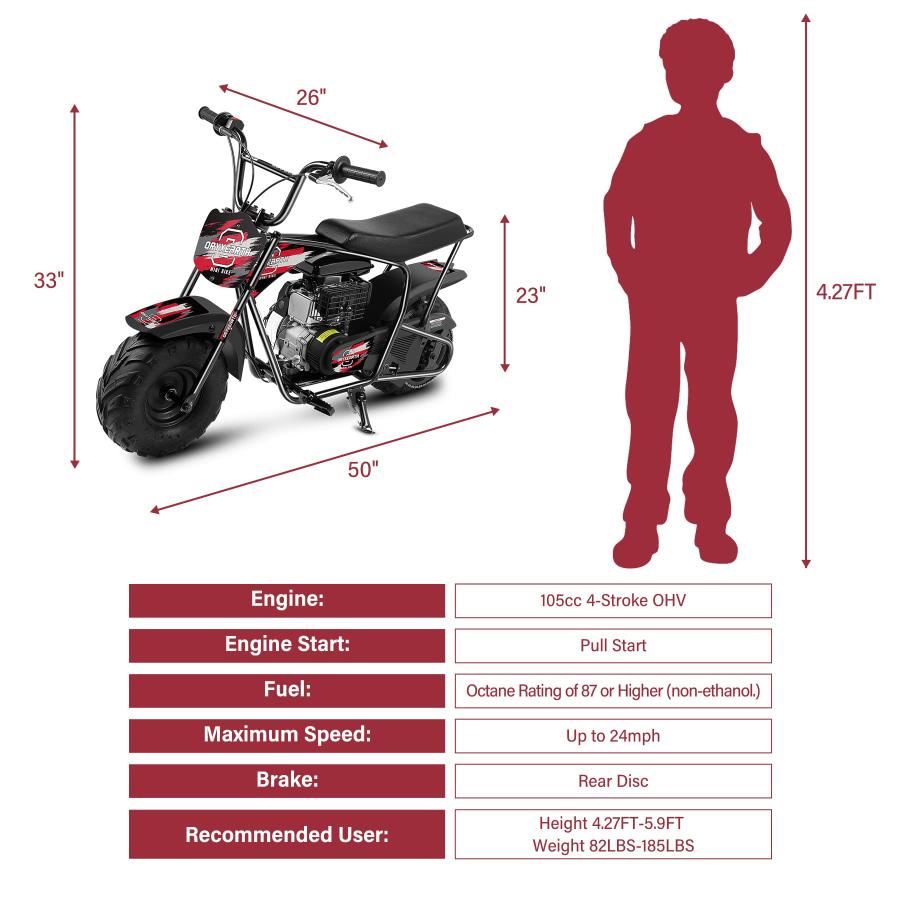 【再入荷！】 Oryxearth Mini Dirt Bike for Kids、105 CC 4ストロークKid Gas Powered Mini Dirt Bikes Off-Road Motorcycle Gas Pocket Pit Trail Mini Bike W/EPA承認