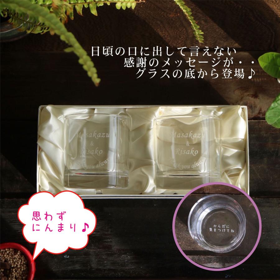 名入れ ロックグラス ペアセット 225ml 毎日手紙になるグラス 高級ギフトボックス入 感謝のメッセージ 名入れギフト 記念日 誕生日 名入れ プレゼントの画像