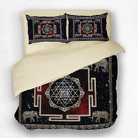 赤とブラックgalaxyボーホーエレファント寝具 Chaxtインポートの赤とブラックgalaxyボーホーエレファント寝具 象mandala寝具セット Sacredヤントラキルトカバーセットby 象mandala寝具セット Kin B077s8lj9mならショッピング ランキングや口コミも豊富なネット通販 更に