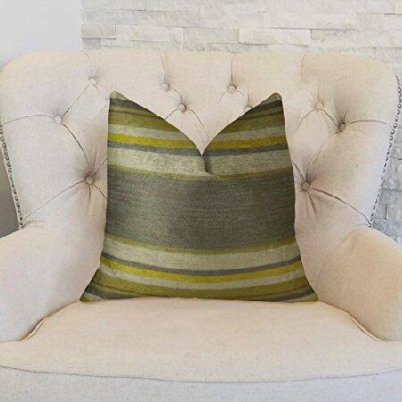 Plutus Olive and Fig Gray Citrine and Ivory Handmade Luxury Pillow Double sided 24" x 24" 並行輸入品