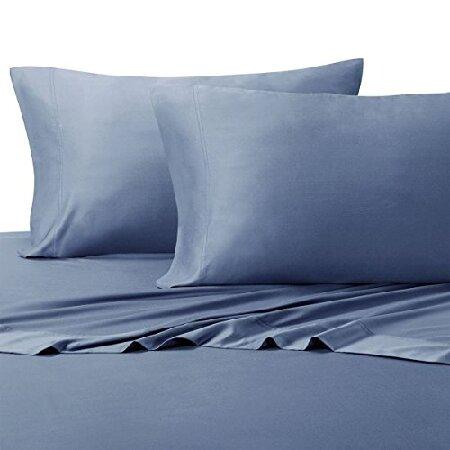 最高の品質の Royal Hotel Split-King: Adjustable King Bed Sheets 5PC Solid Periwinkle 100 カバー、シーツセット