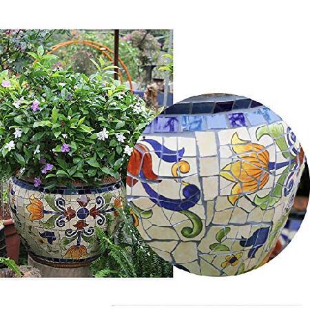 ZHKY Courtyard Hand Painted Ceramic Mosaic Large Flower Pot Villa