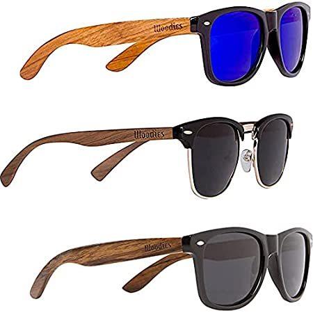 WOODIES Zebra Walnut and Walnut Wood Sunglasses with Polarized Lenses