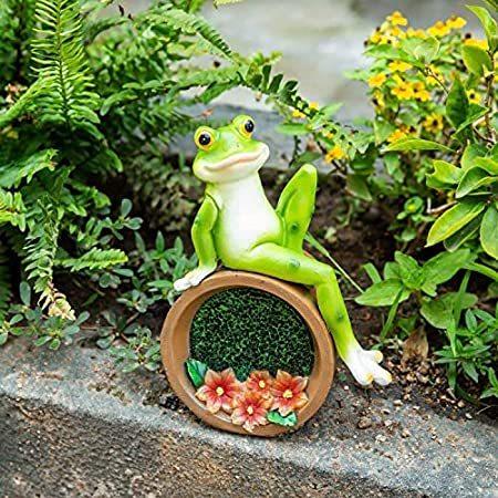 【日本限定モデル】 Statues Garden Frog - Sculptures Garden Frog Resin Decoration Frog Outdoor オーナメント、オブジェ