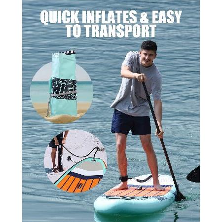 ★レア物 新品未開封 Highpi Inflatable Stand Up Paddle Boards， 106x31x6 SUP with Accessories Backpack Anti-Slip Deck， Leash， Adjustable Paddle and Hand Pump， Waterp 【1009211104】(35374円)