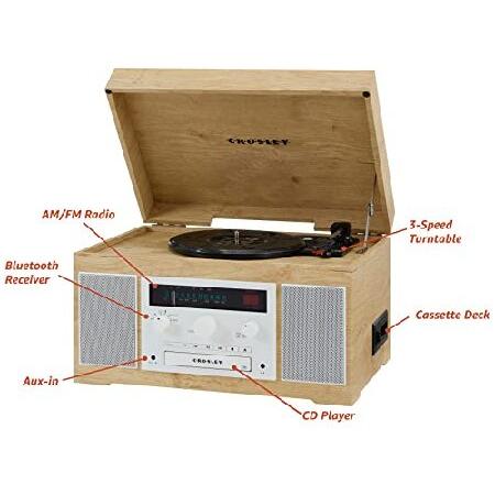 【最安値挑戦中】 Crosley CR7018A-NA Haydn 3-Speed Turntable with Bluetooth， AM/FM Radio， CD/Cassette Player， and Aux-in， Natural並行輸入品 【PET7275076156】(25500円)