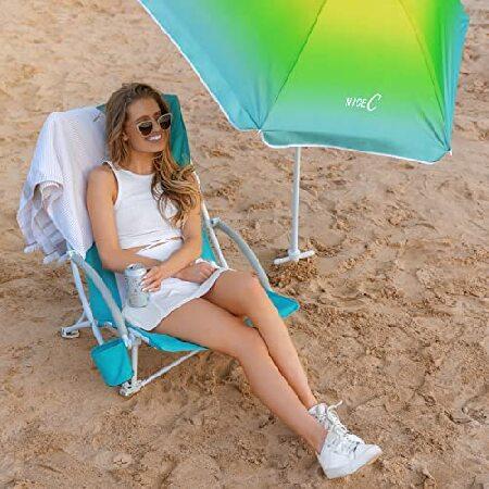 Nice C ビーチチェア 大人用 2個パック クーラーと傘付き コンパクトハイバック カップホルダー＆キャリーバッグ付き 高耐久  アウトドア並行輸入品 純正買い