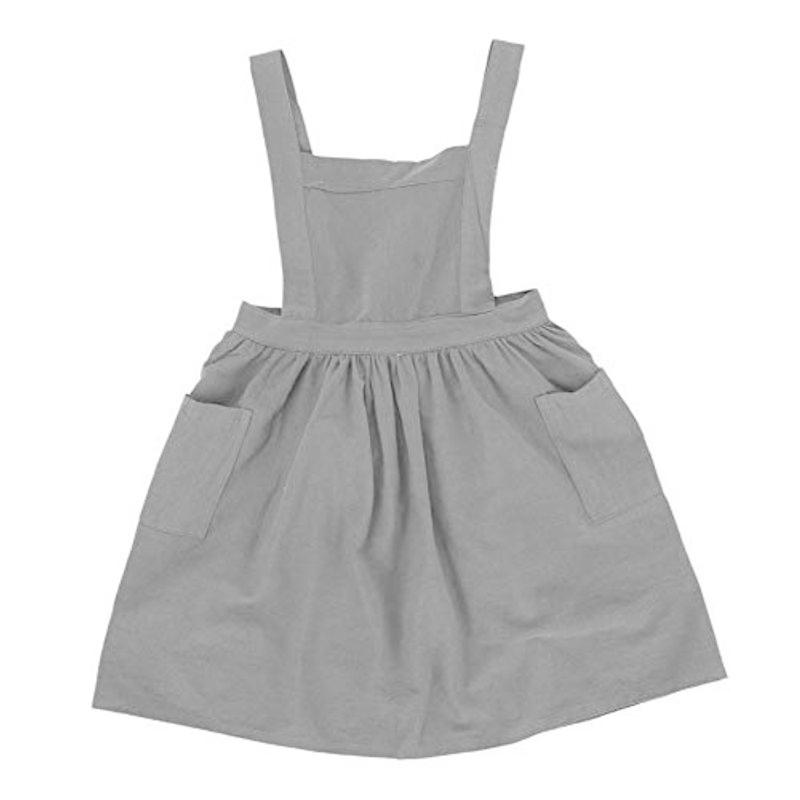 エプロン エプロンワンピース 子供用 キッズ エプロンドレス 女の子 かわいい 楽チン着脱 フリルエプロン 無地 棉 リネン 北欧 全商品オープニング価格