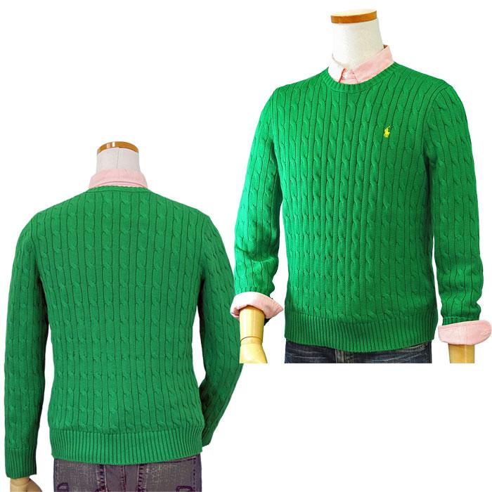 ポロラルフローレン　ケーブルニット 綿　グリーン緑　未使用に近い POLO RALPH LAUREN（ポロ・ラルフローレン） ポロ ラルフローレン