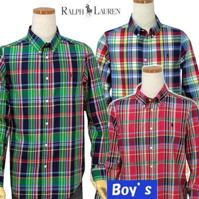 【値下げしました】POLO by Ralph Lauren Boy's ラルフローレン マドラスチェック 長袖シャツ #323184139｜cheap-tock