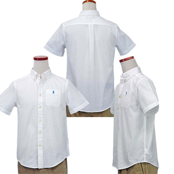 POLO Ralph Lauren ラルフローレンボーイズ ポケット付 サッカー地 半袖シャツ ボタンダウン #323902174の画像