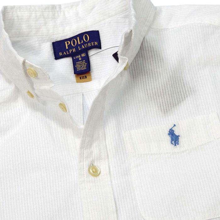POLO Ralph Lauren ラルフローレンボーイズ ポケット付 サッカー地 半袖シャツ ボタンダウン #323902174の画像