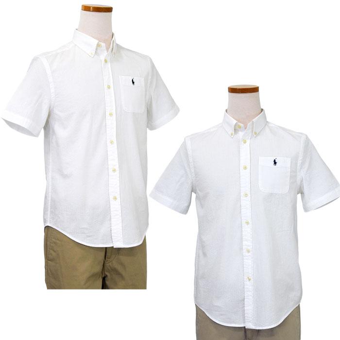 POLO Ralph Lauren ラルフローレンボーイズ ポケット付 サッカー地 半袖シャツ ボタンダウン #323902174の画像