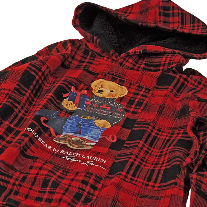 POLO Ralph Lauren ラルフローレン ボーイズ  ポロベアー ボアフード付き 裏起毛チェック柄パーカー polobear   #323920646｜cheap-tock｜06