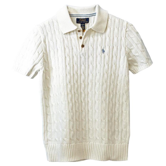 【美品】 ポロラルフローレン 半袖 ポロシャツ ケーブルニット ポニー刺繍 XL POLO RALPH LAUREN（ポロ・ラルフローレン） ポロ ラルフローレン