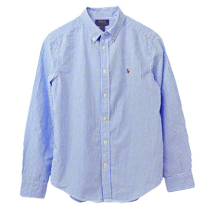 RRL ラルフローレン ブルーストライプ ボタンダウンシャツ ポケット M POLO RALPH LAUREN（ポロ・ラルフローレン） ラルフローレンボーイズ
