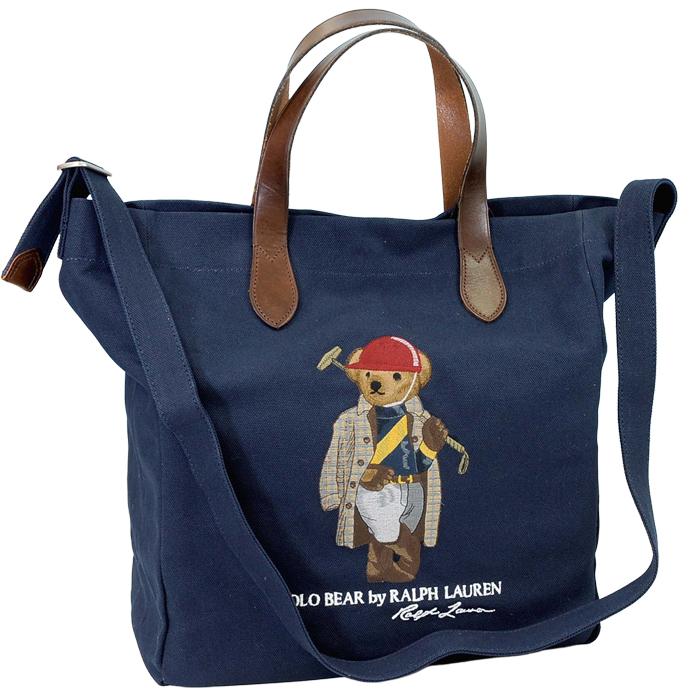 ポロ ラルフローレン トートバッグ ショルダー付き POLO Ralph Lauren ポロベアー  男女兼用 ２ウェイ  #405p08098の画像