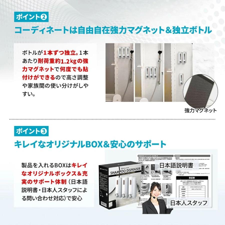 大容量500ml】 PrimeCode シャンプーディスペンサー マグネット で簡単