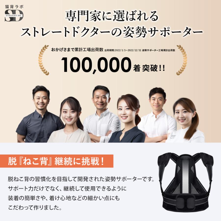 猫背矯正ベルト ストレートドクター 姿勢矯正 背筋矯正ベルト 背筋
