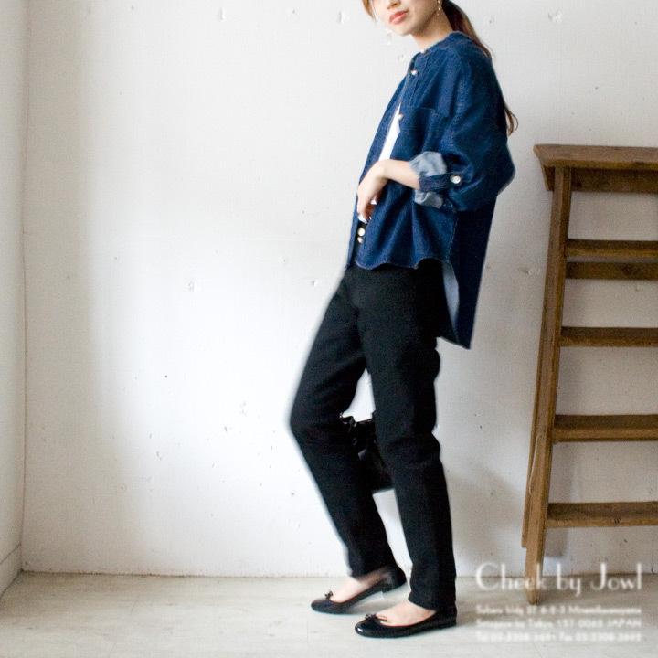 BLANC basque 】ブランバスク パールボタン デニム シャツ 黒 blanc basque（ブランバスク） パールボタンデニムシャツワンピース