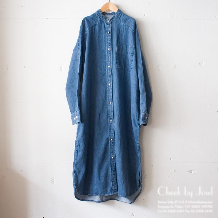 blanc basque（ブランバスク） パールボタンデニムシャツワンピース