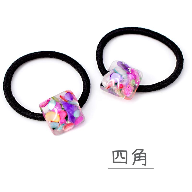 レジンヘアゴム　ピンク　天然石　ダブルスクエア　企画11 432可憐な♡レジンヘアゴム ピンクマトリカリア ゴールド 蝶