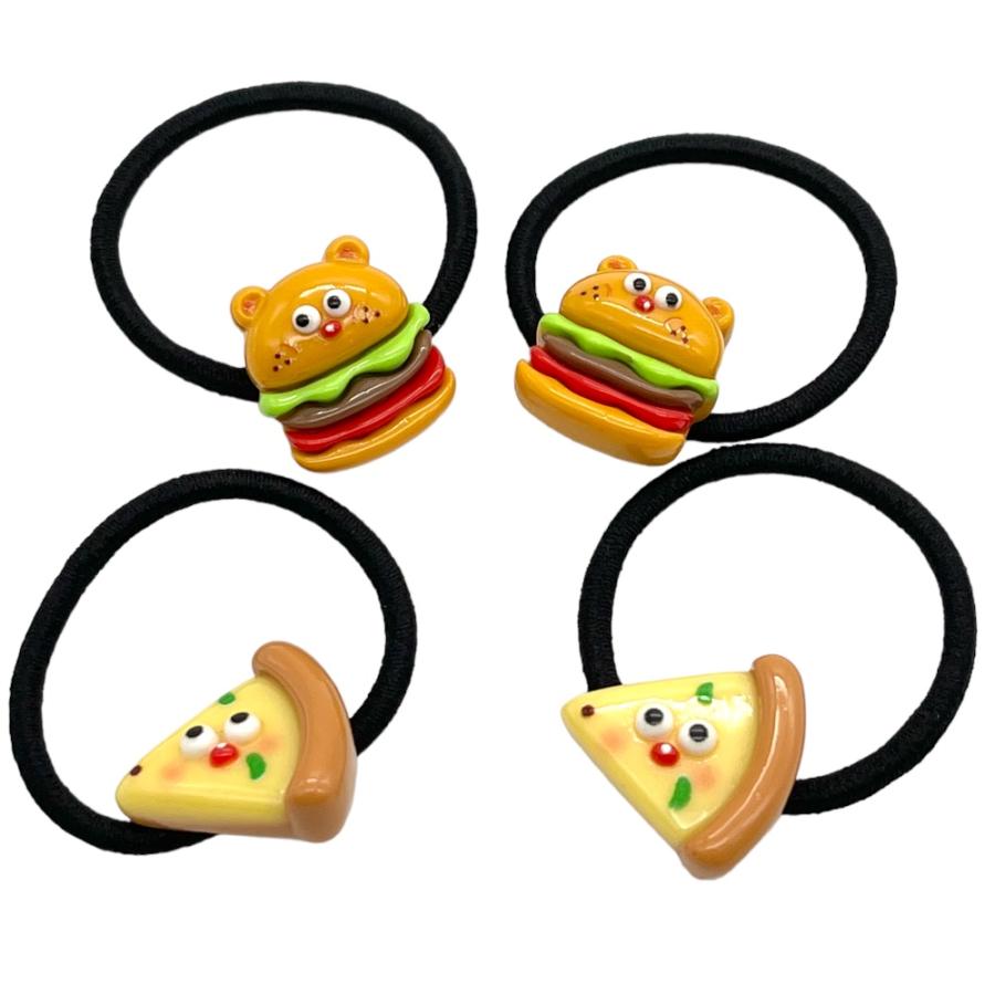 ヘアゴム ハンバーガー ピザ 2種類各2個 食べ物 ヘアアクセサリー