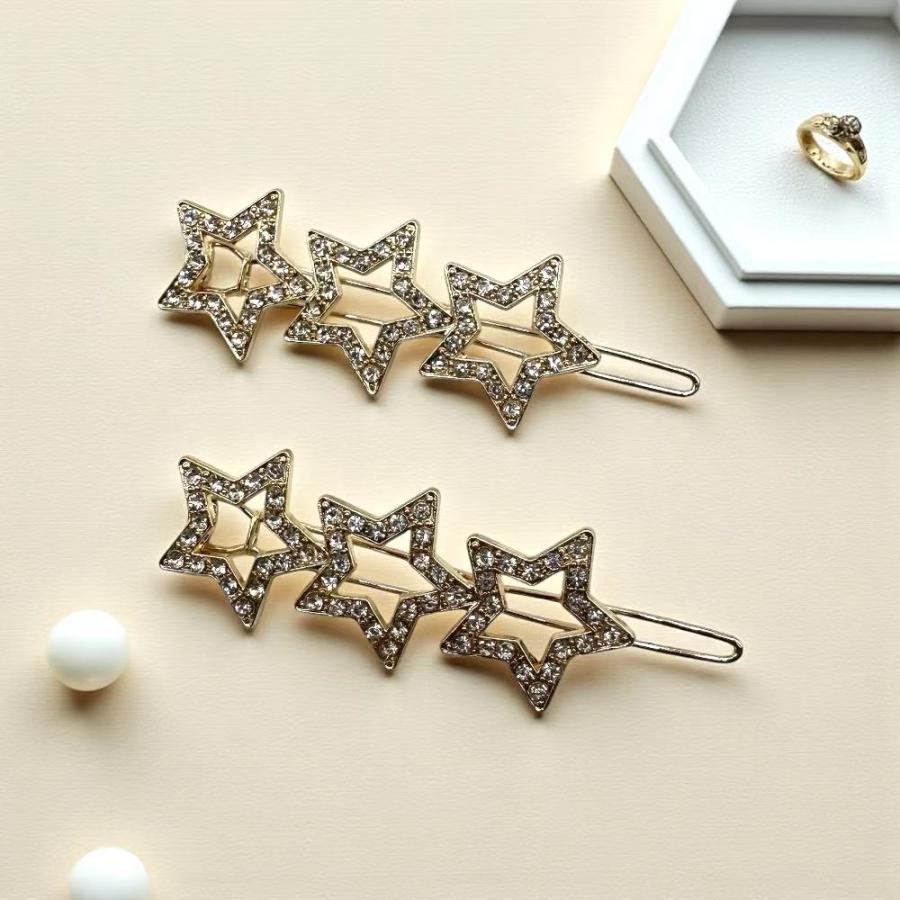 ヘアピン 星 3連 キラキラ ラインストーン 2個セット ヘアアクセサリー
