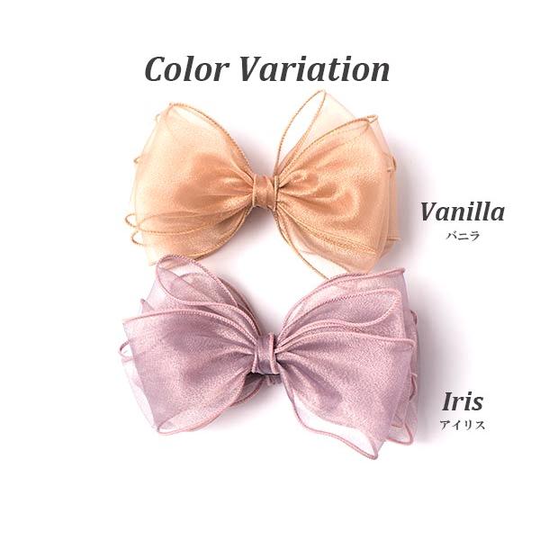 バナナクリップ ふわふわ オーガンジー リボン ヘアアクセサリー