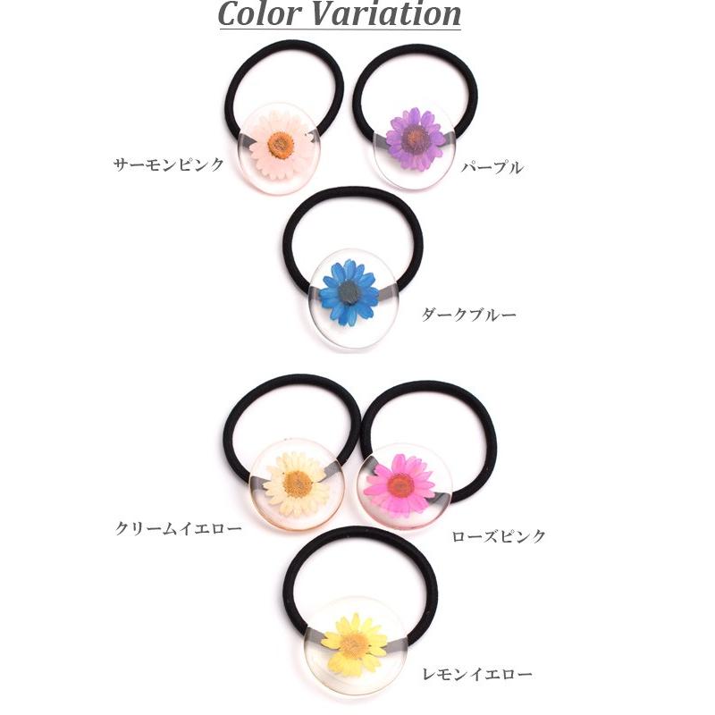 ドライフラワー封入 レジンのヘアゴム 6color ヘアアクセサリー ドライフラワー封入 レジンのヘアゴム 6color ヘアアクセサリー