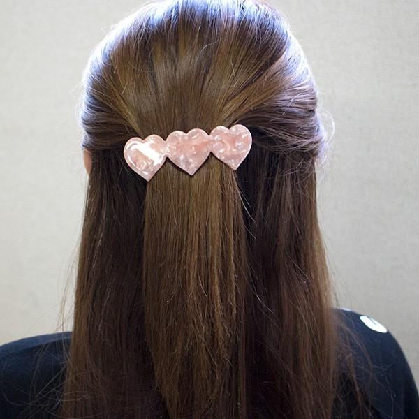 Katie トリプルハートバレッタ　セット Katie トリプルハートバレッタ セット アセチマーブル柄ハート三連