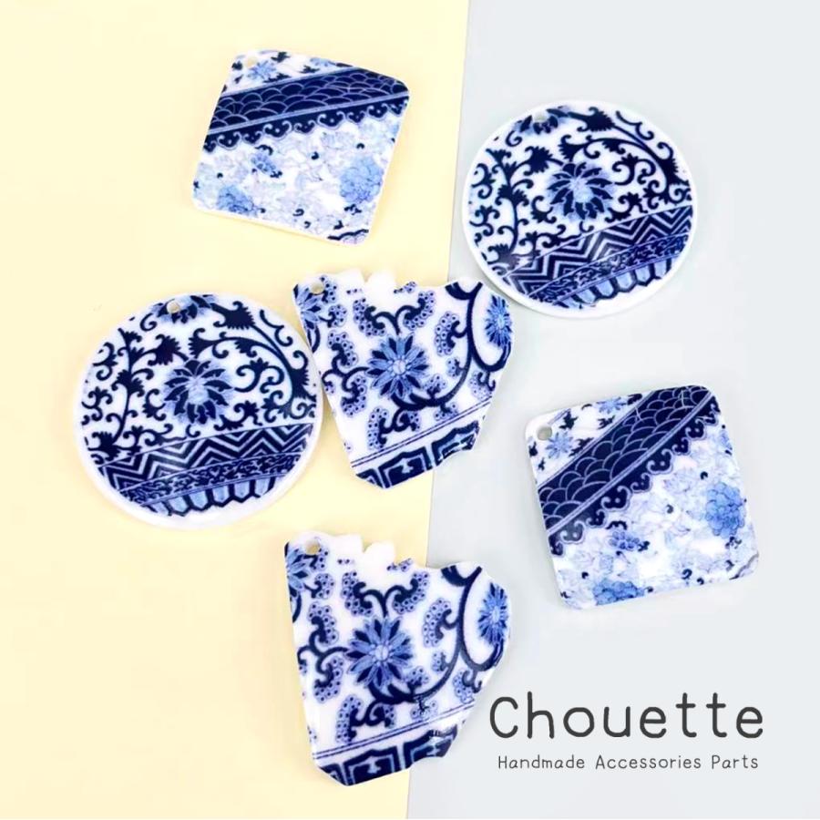 チャーム 青 花 フラワー バッグチャーム 可愛い 2個入り ピアス  