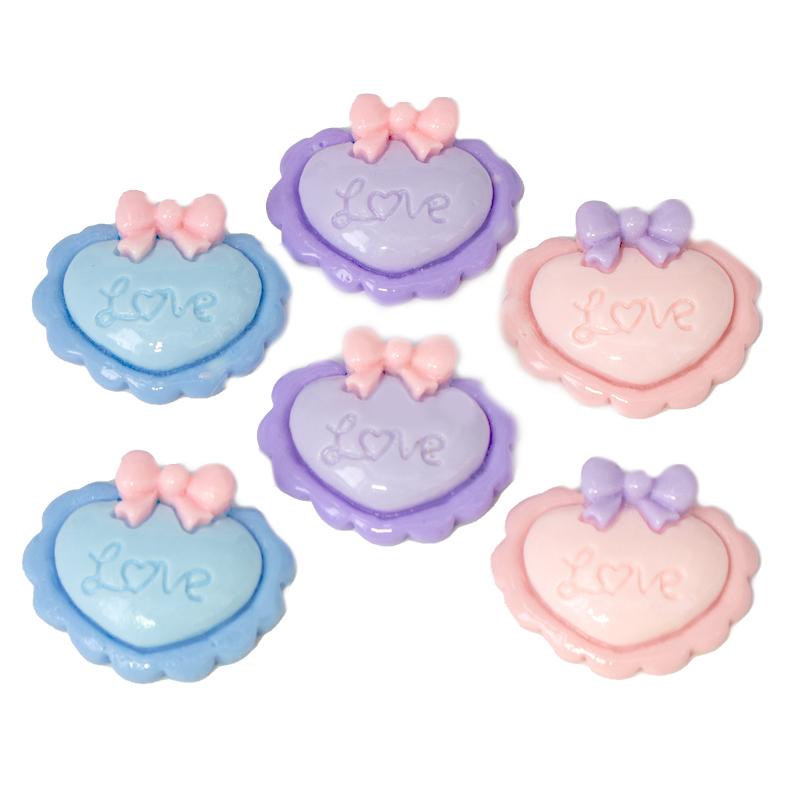 デコレーション ハート リボン 可愛い 2個 ハンドメイド 手芸材料 