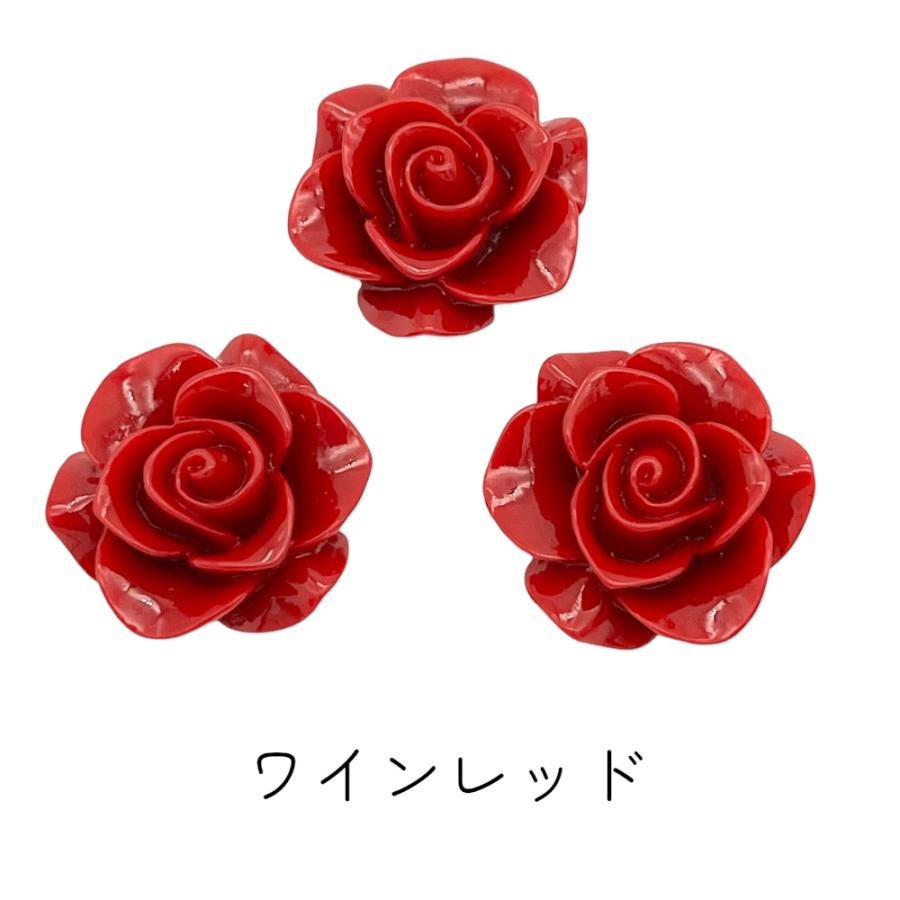 アクリルパーツ デコパーツ バラ 3個 ワインレッド アイボリー 