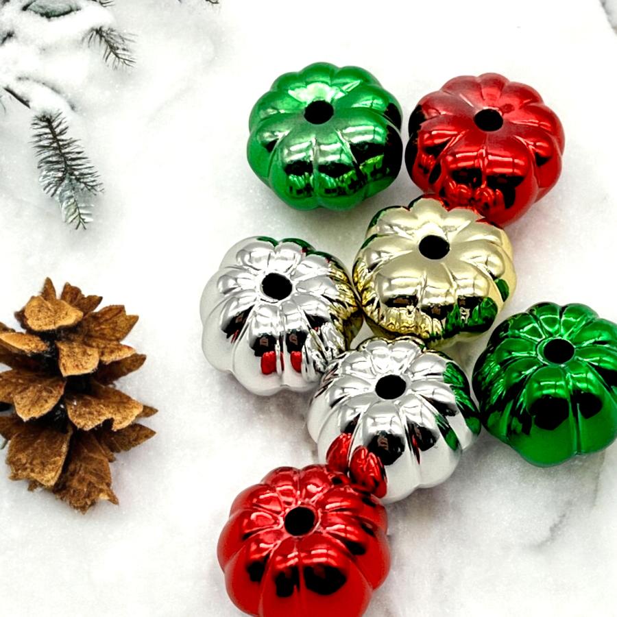 チャーム かぼちゃ風 カラーランダム 7個 クリスマスカラー ネックレス