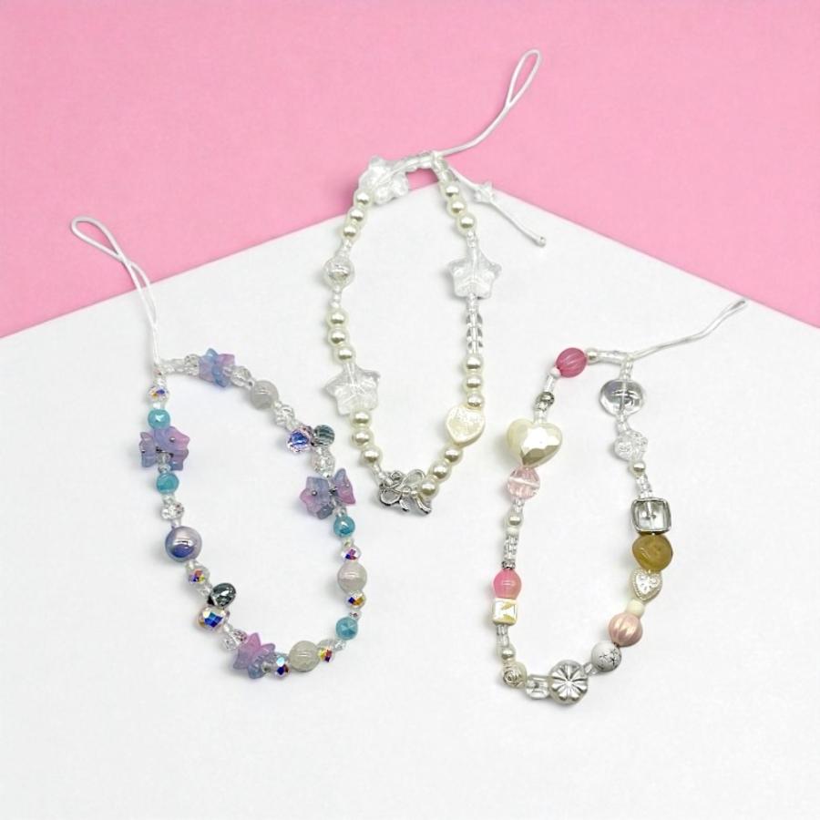 アクリルビーズキーホルダー 選べる3タイプ 平成レトロ A B C カラフル