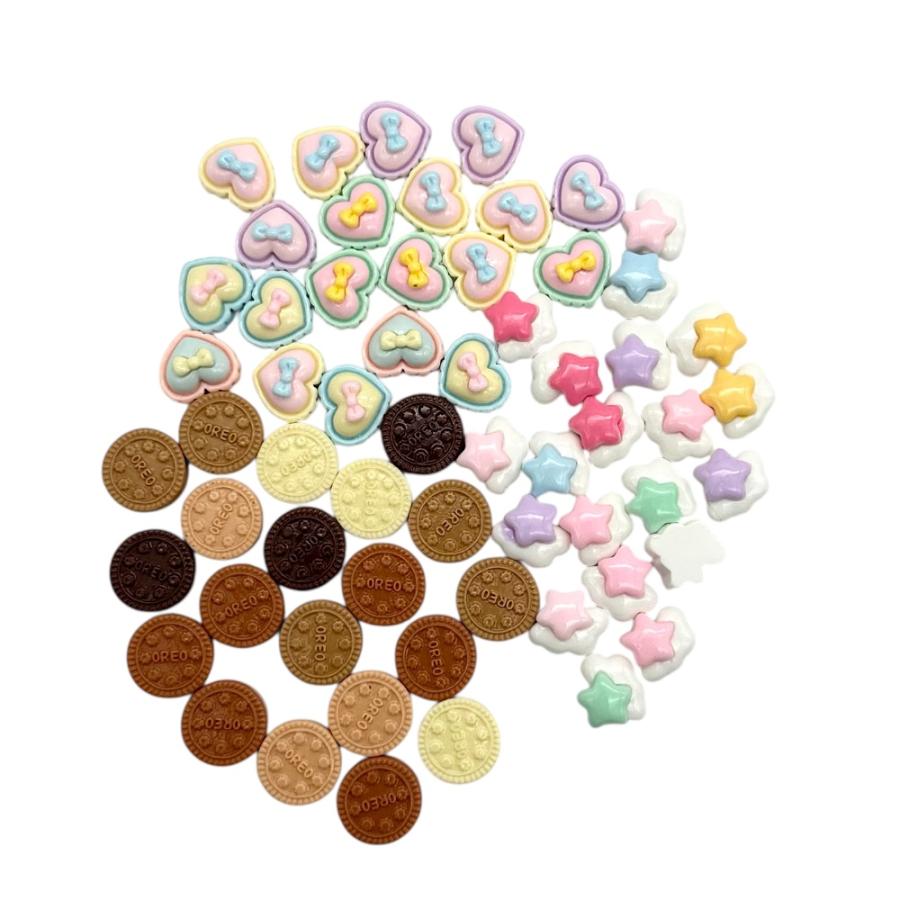 アクリルパーツ 20個 ランダム ミニチュア ハート オレオ 星 レジン