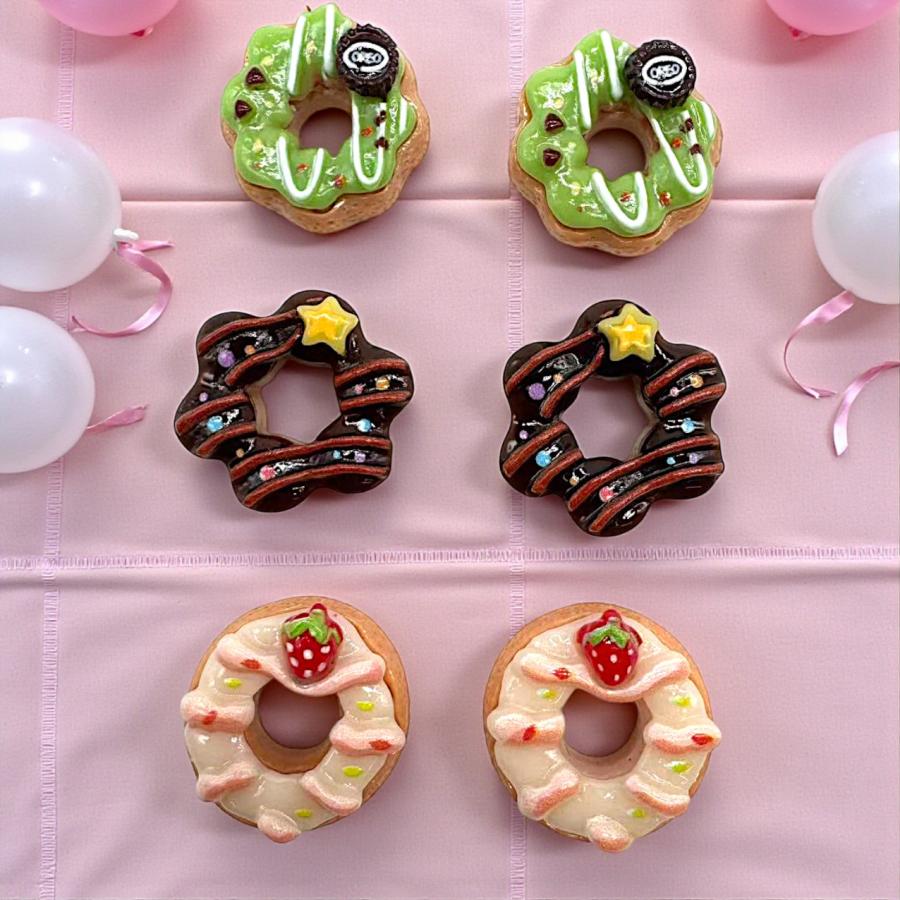 アクリルパーツ ドーナツ 2個セット いちご 抹茶 チョコ ハンドメイド