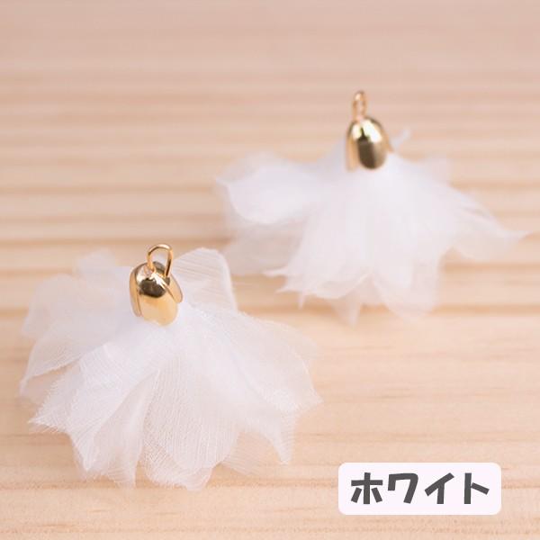 タッセルチャーム フラワーシフォン パステル パーツ おとな ピアス